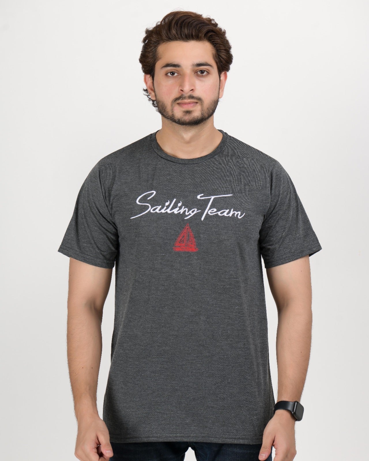 Men Printed Round Neck Polycotton Grey T-Shirt
