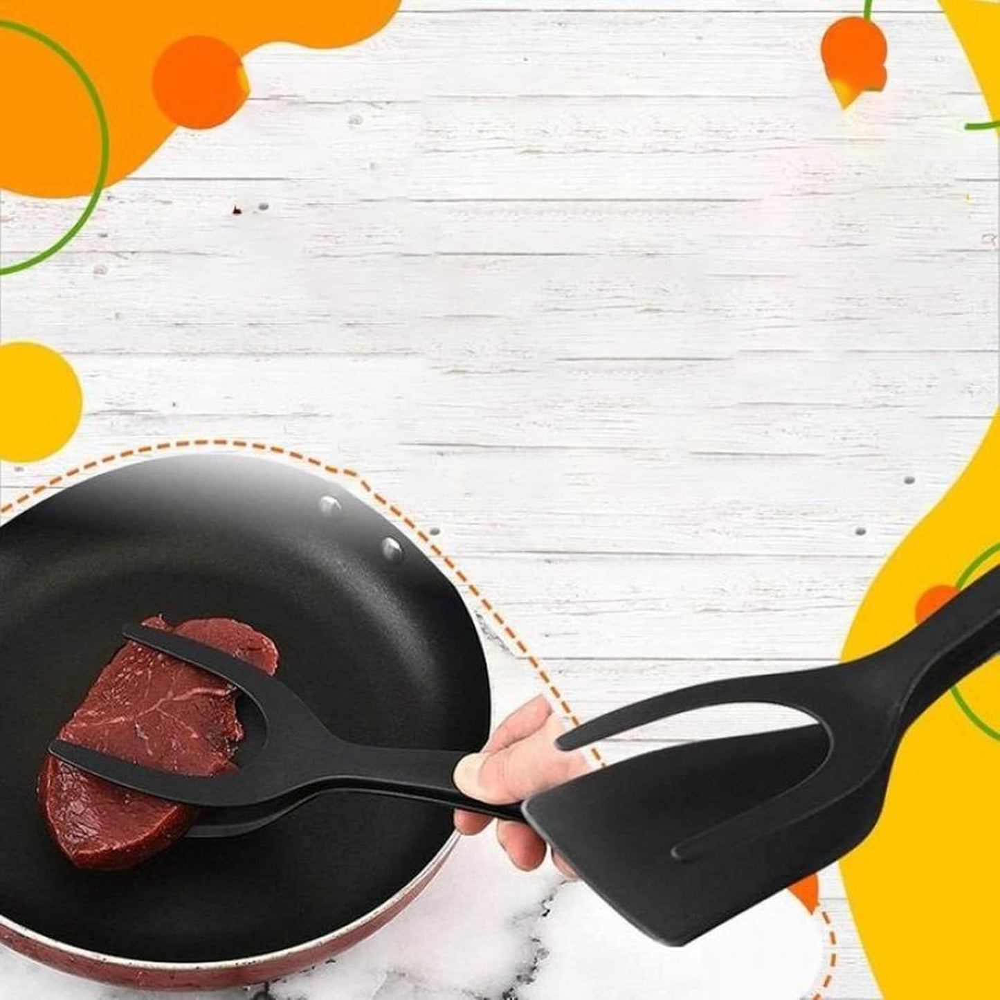 2 in 1 Grip and Flip Spatula Tongs Egg