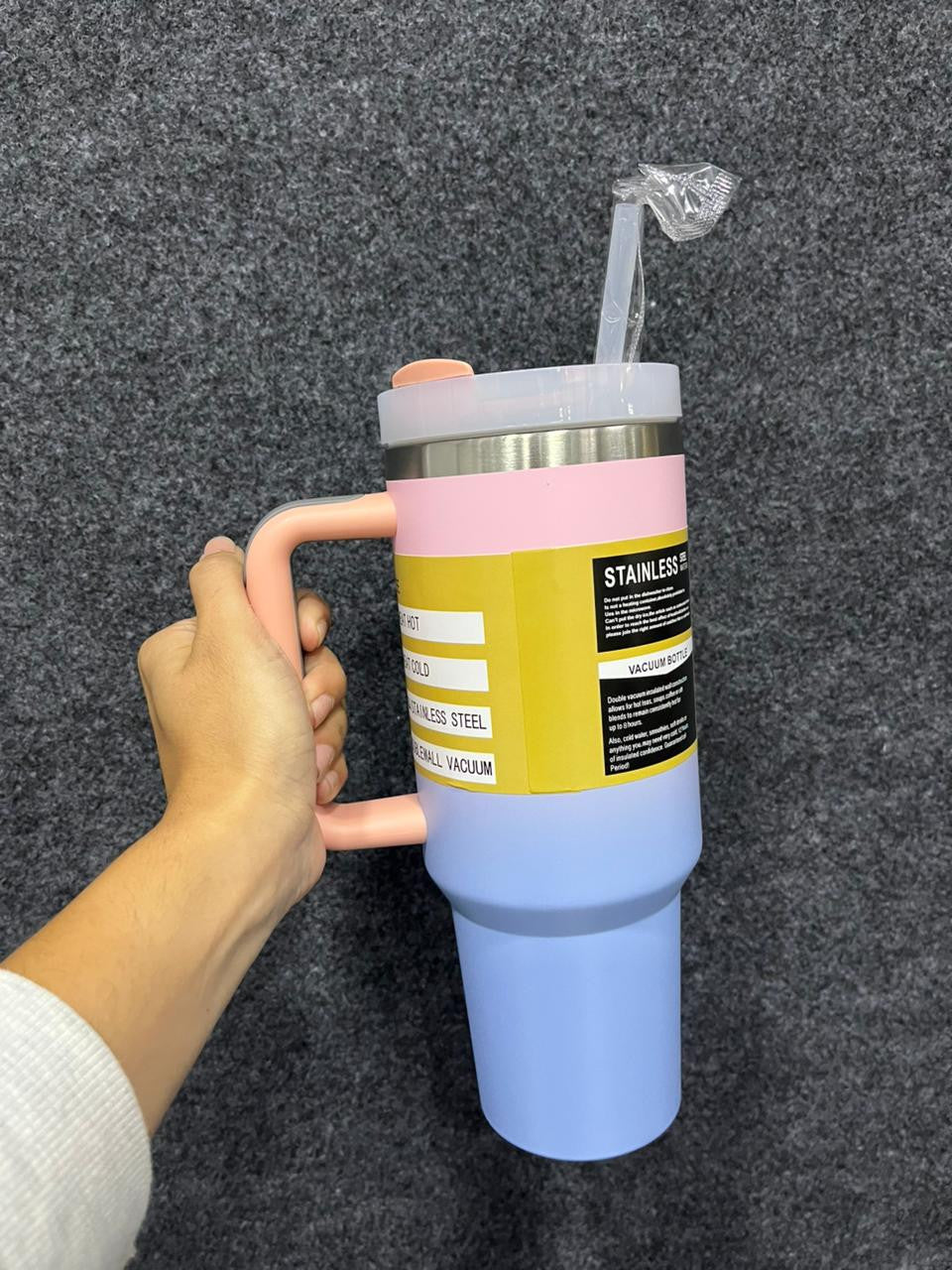 1200ml Tumbler with Straw - Handle – Stainless Steel Double Wall Insulated Cup