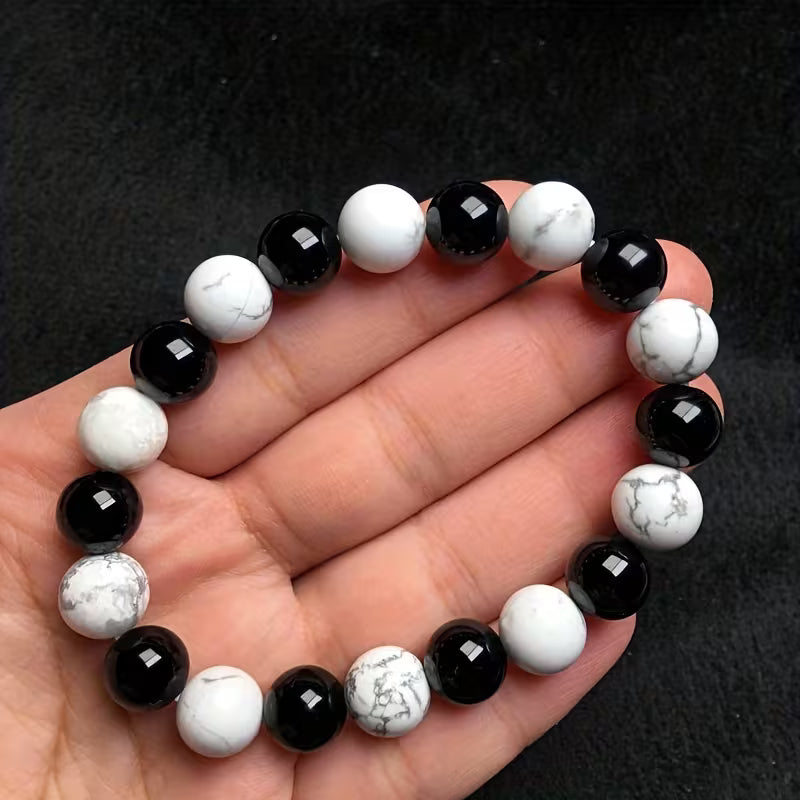 Marble Pattern, Black and White Design for Men and Women, Beads for Bracelets
