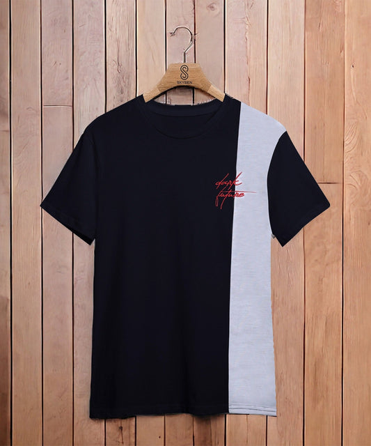 Men Chockablock Round Neck Reversible Poly cotton Blue, White T-Shirt