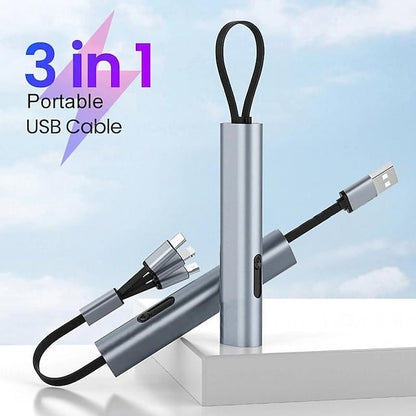 3 in 1 portable retractable usb cable