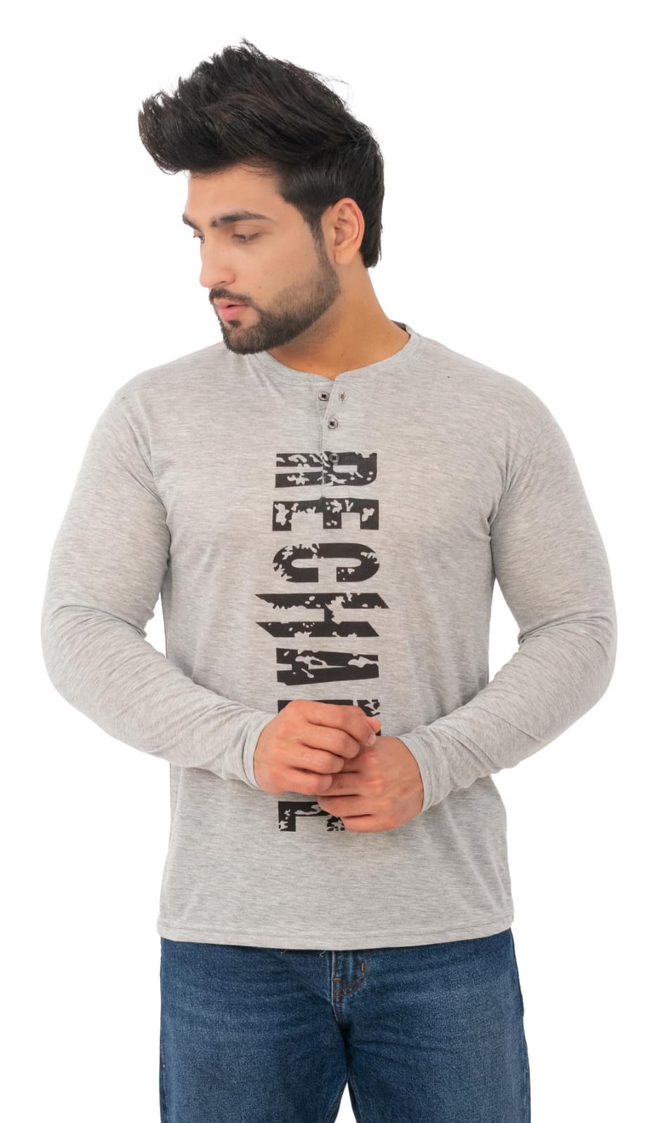 FULL SLAVE PRINTED Henley T SHIRTS