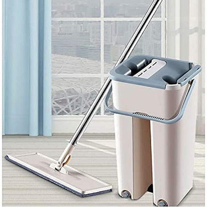 Easy Flat Mop Stick Rod with Bucket Set in Offer for Wet & Dry Use, Best 360 Degree Spin Magic Floor Cleaning for Home + Office and 2...