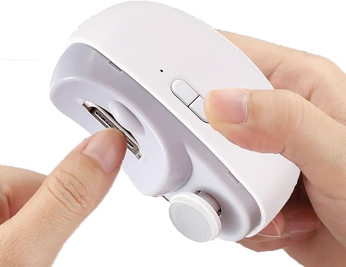 Electric Nail Clipper, Automatic Nail Trimmer, 2-in-1 Electric Nail Clippers & Polisher with LED Light