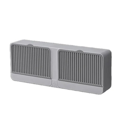 STREET Creative Wall Soap Box with Lid Double Mesh Standing Soap Dryer Holder Flip Wall Mounted Double Soap Holder with Drain Tray Bathroom