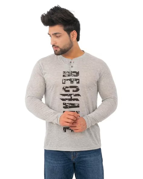FULL SLAVE PRINTED Henley T SHIRTS