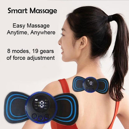 Mini Massager with 8 Modes&19 Strength Levels,Rechargeable Electric Sticker,Cordless ,Portable Body Massage Patch For Men,Women,Shoulder,Arms,Legs,Neck...