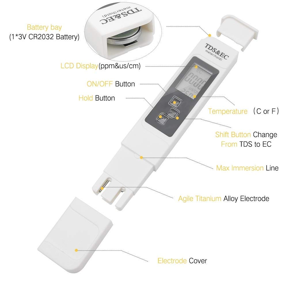 TDS EC and Temperature (3 in 1) Purity Tester