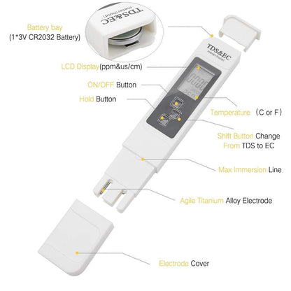 TDS EC and Temperature (3 in 1) Purity Tester