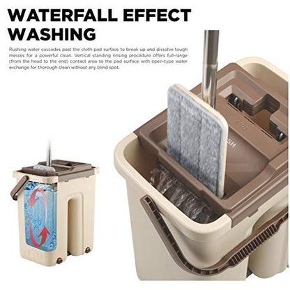 Easy Flat Mop Stick Rod with Bucket Set in Offer for Wet & Dry Use, Best 360 Degree Spin Magic Floor Cleaning for Home + Office and 2...