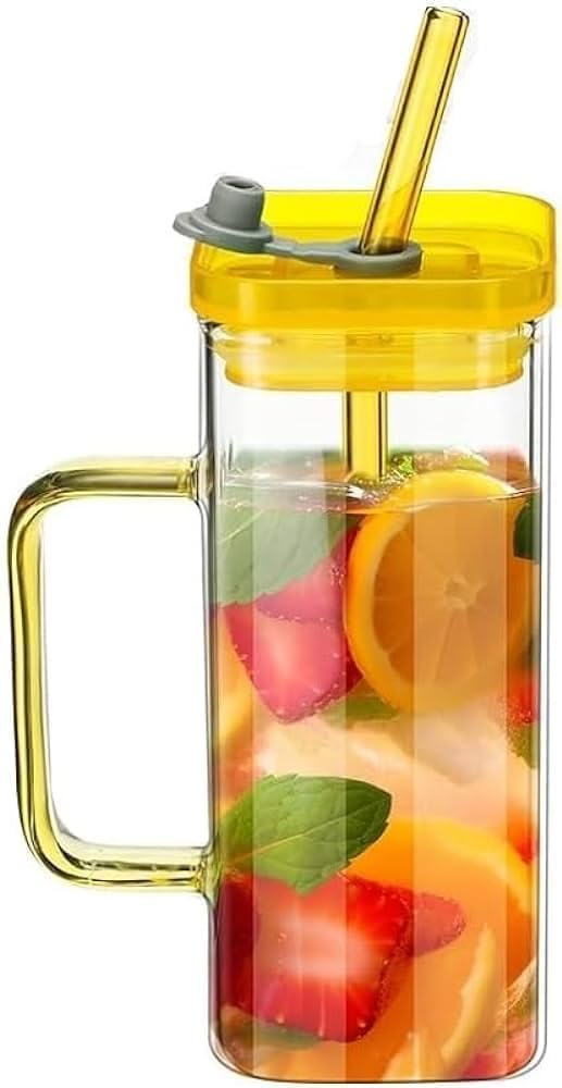 Can Glass Sipper Tumbler with Lid Straw -