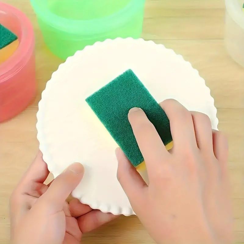 New 2 in 1 Double Layer Liquid soap Dispenser with Pump and Sponge Soap Scrubber Holder Multi functional Dish washing Container 1000ml Manual Sink...