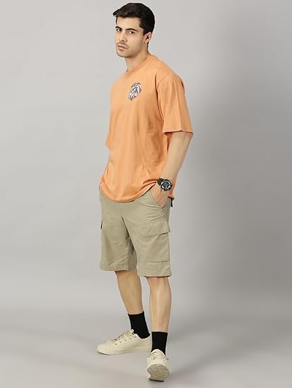 HOLLANDER Mens Half Sleeve Cotton Oversized Fit Printed T-Shirt