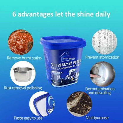 500gm Oven & Cookware Cleaner Stainless Steel Cleaning Paste Remove Stains from Pots Pans Multi-Purpose