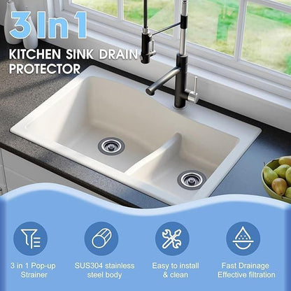 3 in 1 Kitchen Sink Drain Strainer & Stopper Kit