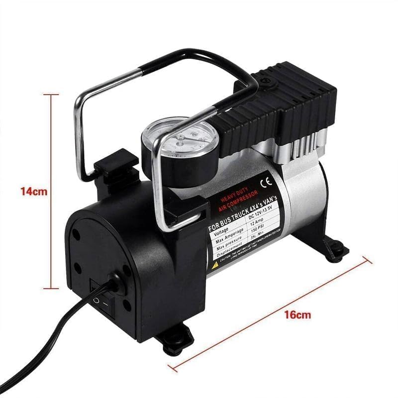 Portable Car Tire Inflator - Fast and Reliable Air Pump for Car Tyres, 12V, Silver, White, Air Compressor pack of 1