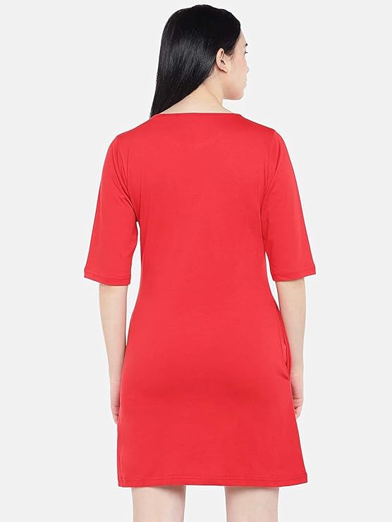 Long Tshirt Dress for Women with Side Pockets