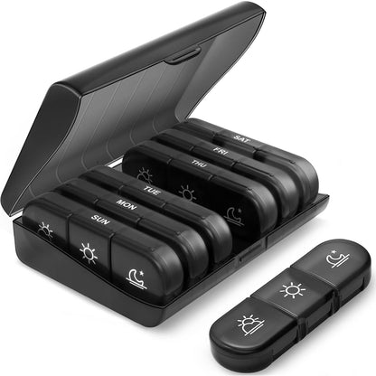Weekly Pill Organizer 3 Times a Day, Pill Box