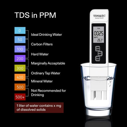 TDS EC and Temperature (3 in 1) Purity Tester