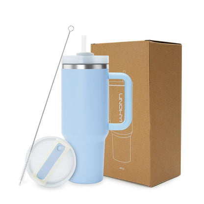 Tumbler With Handle and Straw Lid, Stainless Steel Vacuum Insulated Tumbler