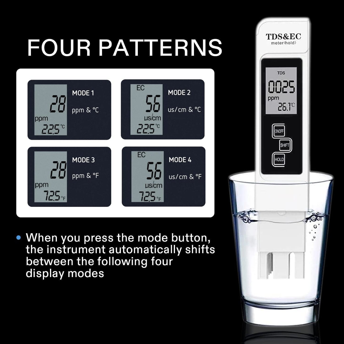 TDS EC and Temperature (3 in 1) Purity Tester