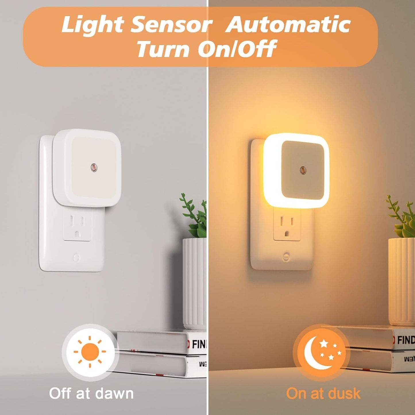 The LED Night Light Sensor Control Square Lamp Energy-Saving, Perfect for Kids' bedrooms with Soft, Automatic Lighting Safe and durable-ME-107