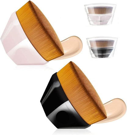 pincéis de maquiagem de base para misturar creme líquido impecável blush facial com capa protetora (pincel Kabuki hexagonal rosa e preto)