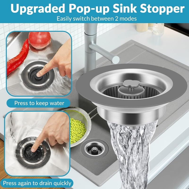 3 in 1 Kitchen Sink Drain Strainer & Stopper Kit