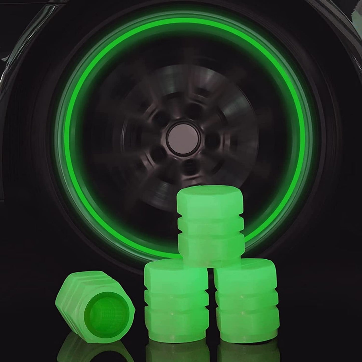 12 PCS Night Glow Wheels Cap Tire Valve Stem for Car, Air Caps Cover Fluorescent, Auto Car Wheel Valve Stem Caps Cover for Car, Bike,Bicycle, Truck,.
