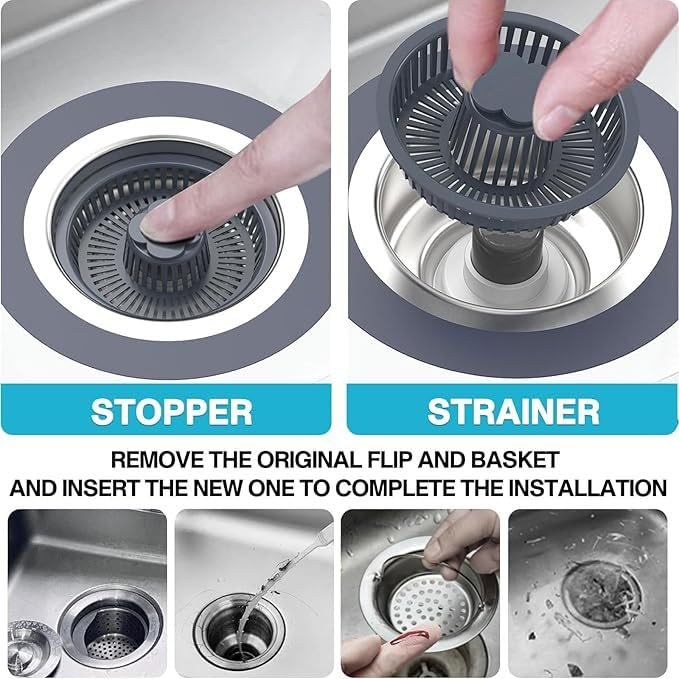 3 in 1 Kitchen Sink Drain Strainer & Stopper Kit
