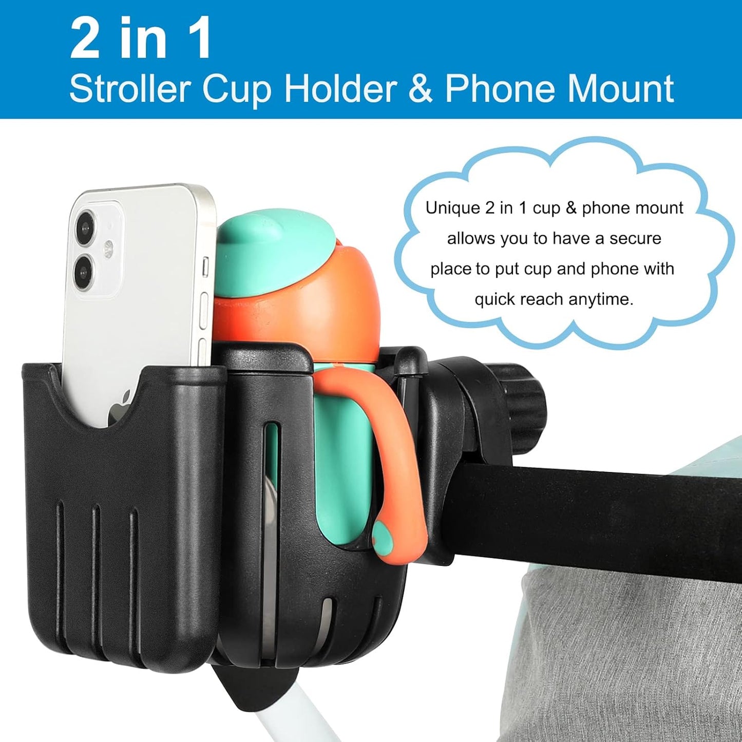 Universal 2-in-1 Cup Holder with Phone Holder