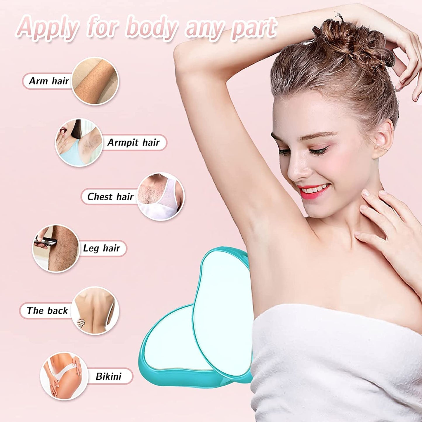 Crystal Hair Eraser, Crystal Hair Remover for Women and Men, Painless Exfoliation Hair Removal Tool for Arms Legs Back - Fast & Easy