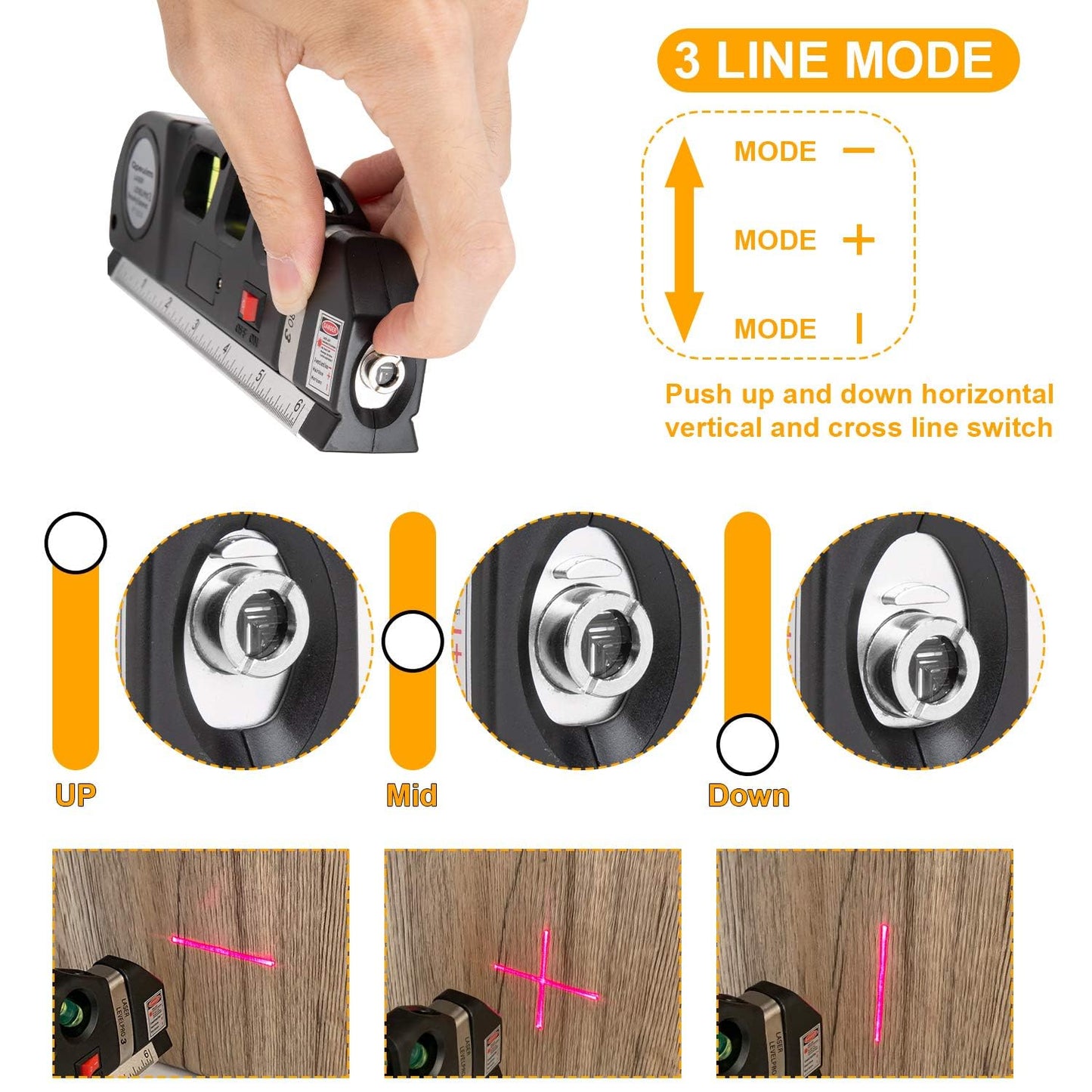Laser Level Tool, Multipurpose Laser Level Kit Standard Cross Line Laser level Laser Line leveler Beam Tool with Metric Rulers