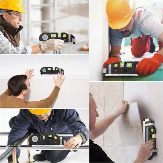 Laser Level Tool, Multipurpose Laser Level Kit Standard Cross Line Laser level Laser Line leveler Beam Tool with Metric Rulers