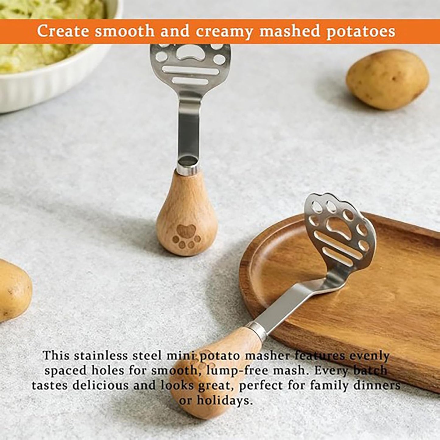 Stainless Steel Mini Pestle, Small Potato Masher
