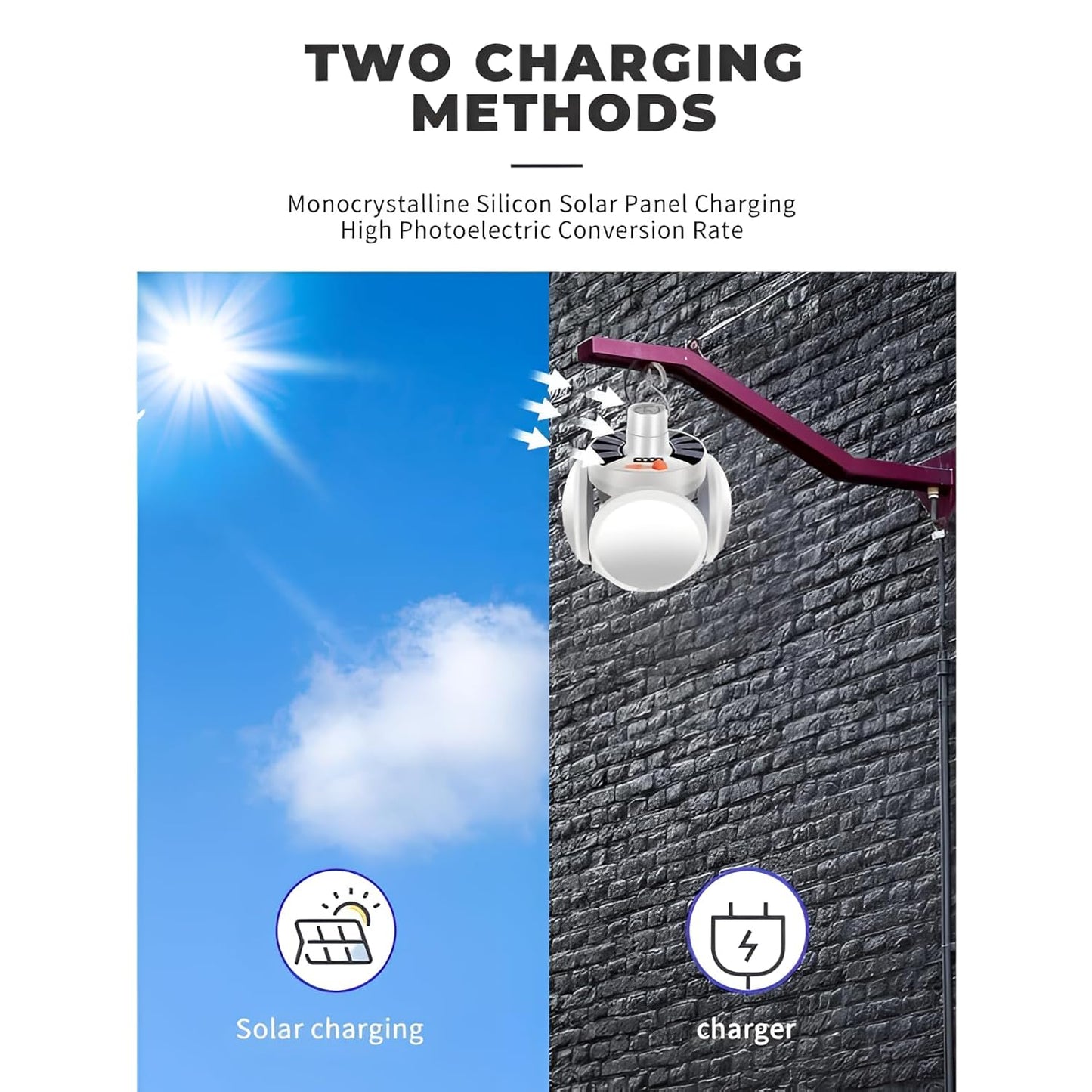 Solar LED White Light Bulb, Multi-Functional