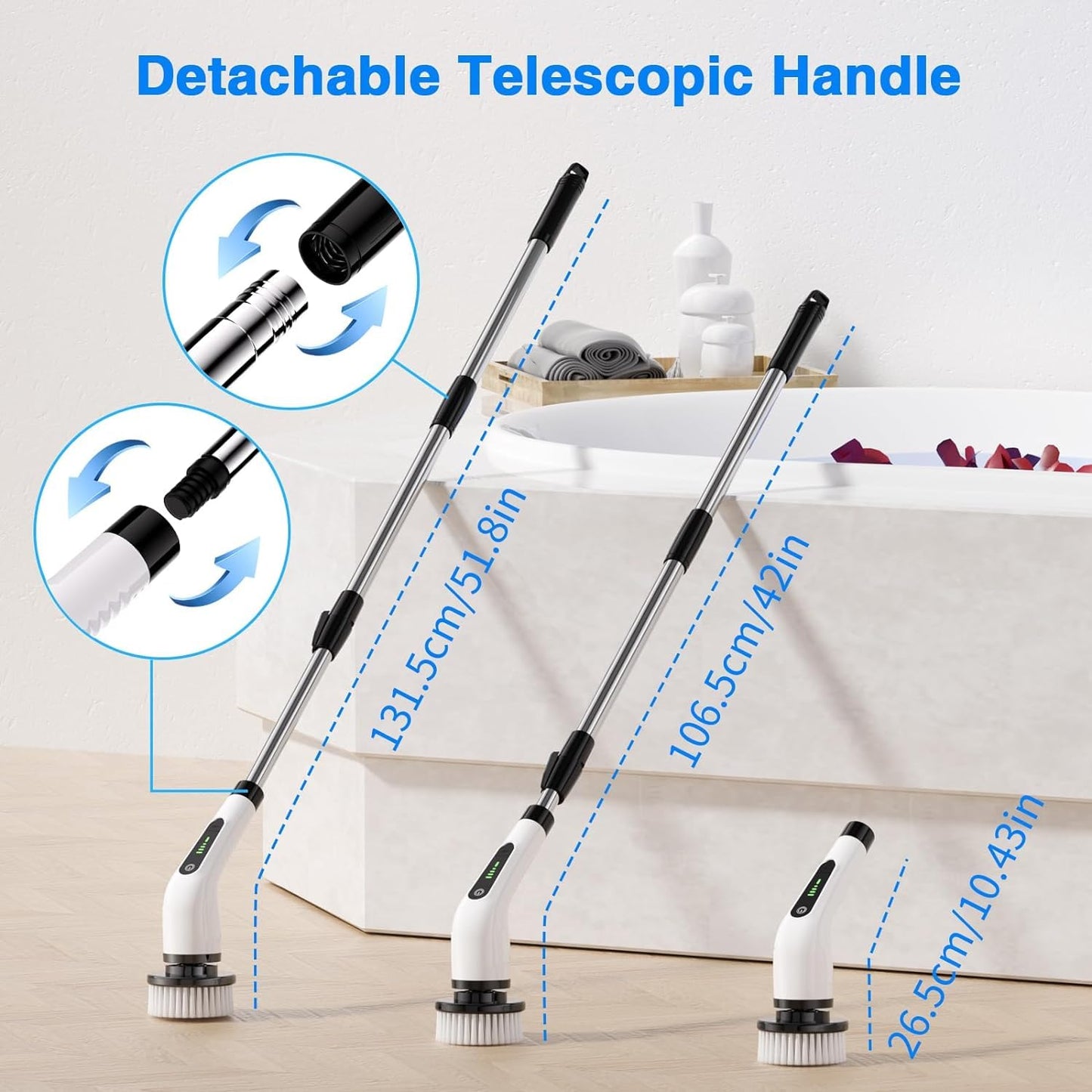 Electric Spin Scrubber,Cordless Cleaning Brush With 7 Replaceable Brush Heads Power Scrubber Shower Cleaning Brush With Adjustable & Detachable...