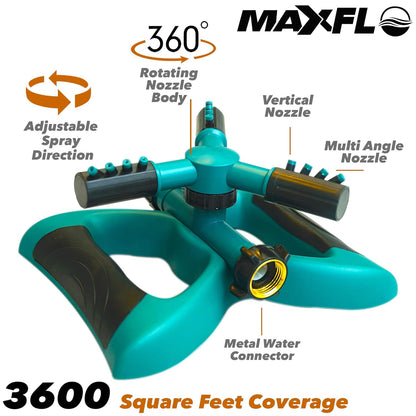 Duty Water Sprinklers for Lawn | Oscillating Hose 360 Degree Rotary Sprinkler Watering System