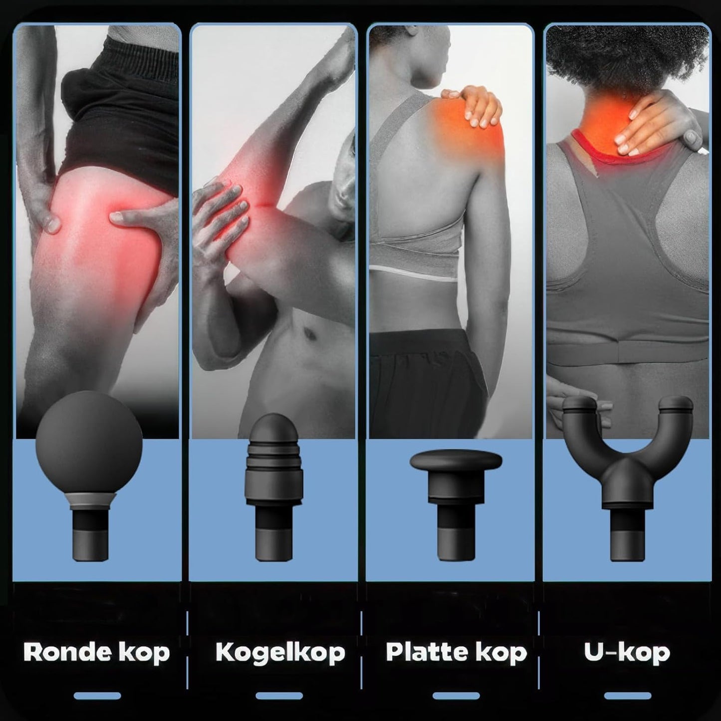 Portable Muscle Massage Gun with 4 Massage Heads, 6 Speeds Percussion Body Back Massager for Athletes Muscle