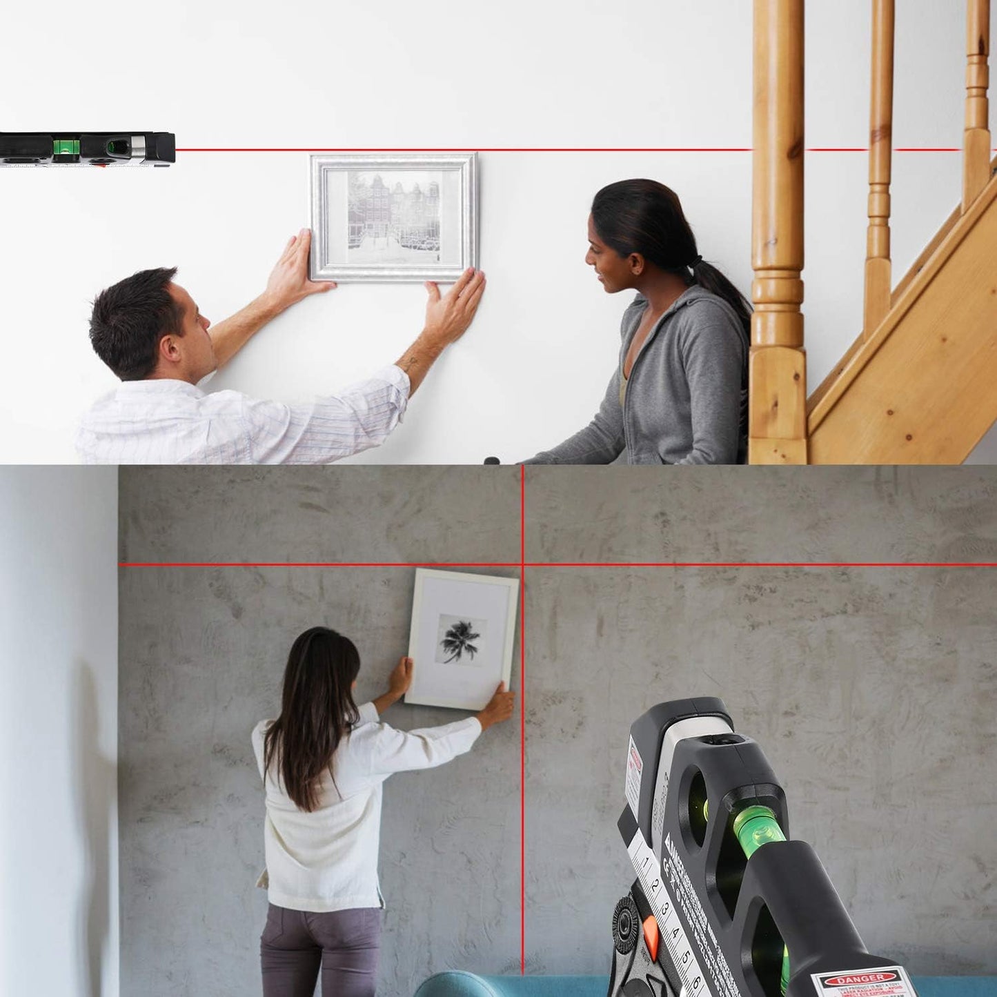 Laser Level Tool, Multipurpose Laser Level Kit Standard Cross Line Laser level Laser Line leveler Beam Tool with Metric Rulers