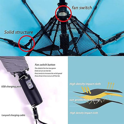 3 In 1 Umbrella With Fan And Mister