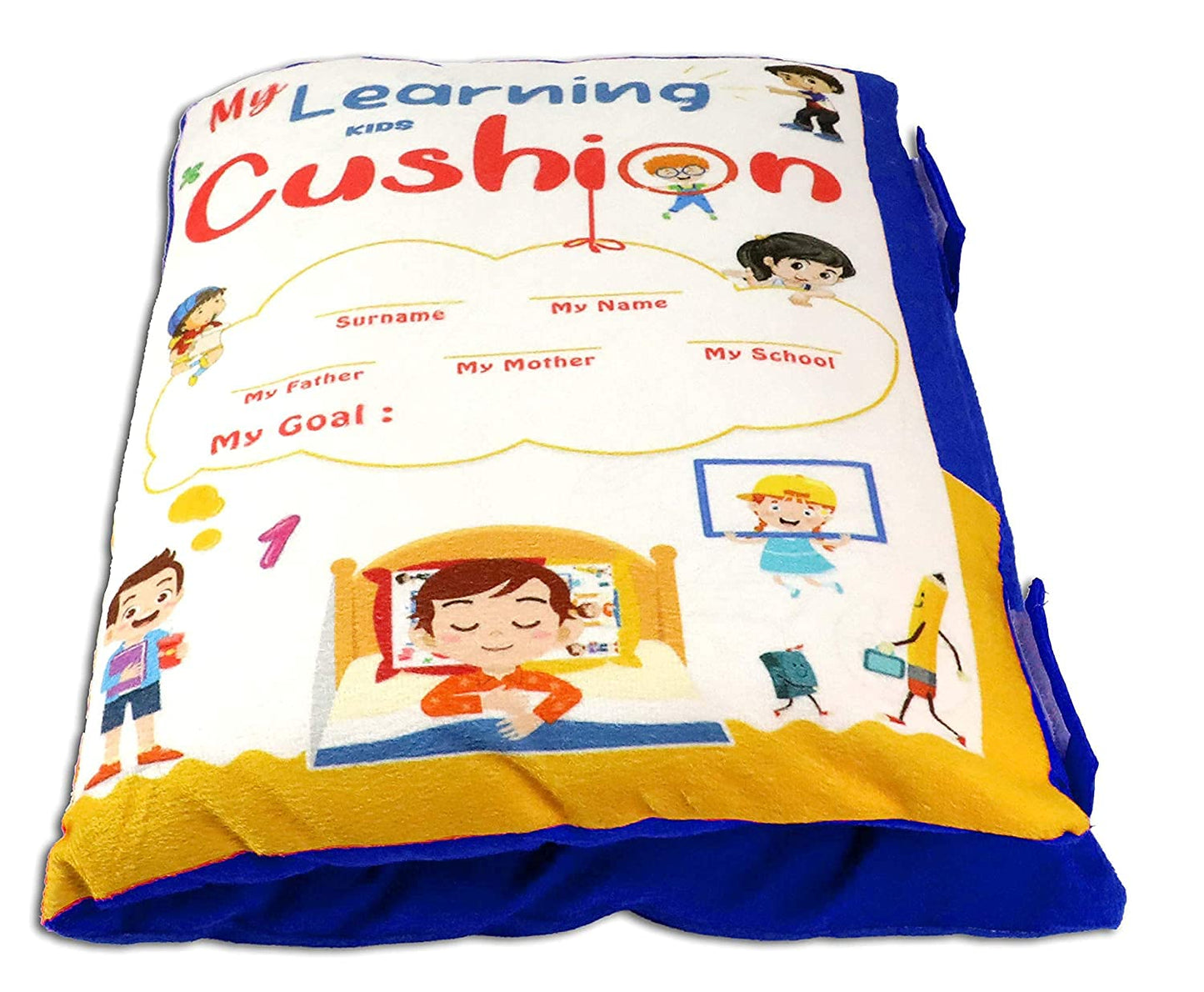 Printed Velvet Learning Baby Pillow/Cushion/Toys/Soft Toys/Toddler Pillow/Kids Pillow for Baby Boy/Baby Girl Colour - Purple (Blue)