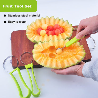 Melon Baller Scoop Set,Fruit Cutters, 4 In 1