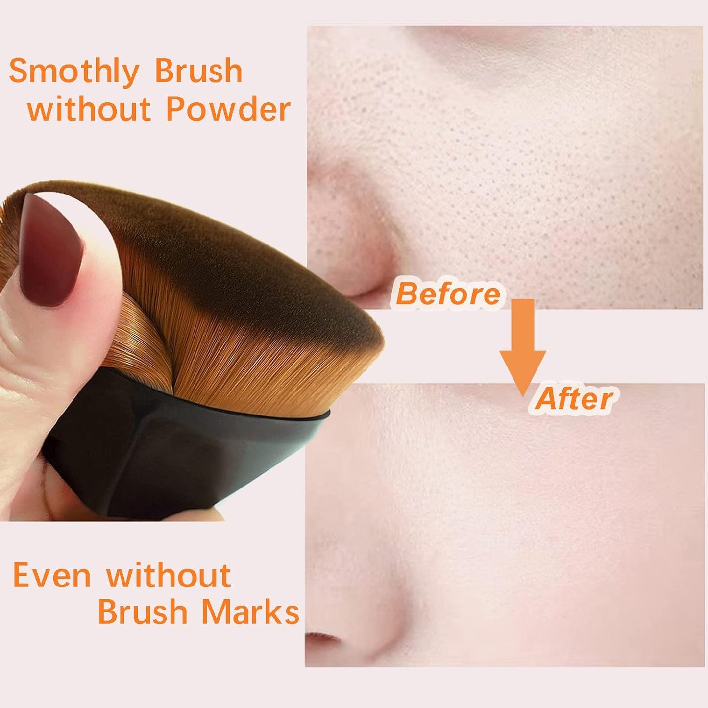 pincéis de maquiagem de base para misturar creme líquido impecável blush facial com capa protetora (pincel Kabuki hexagonal rosa e preto)