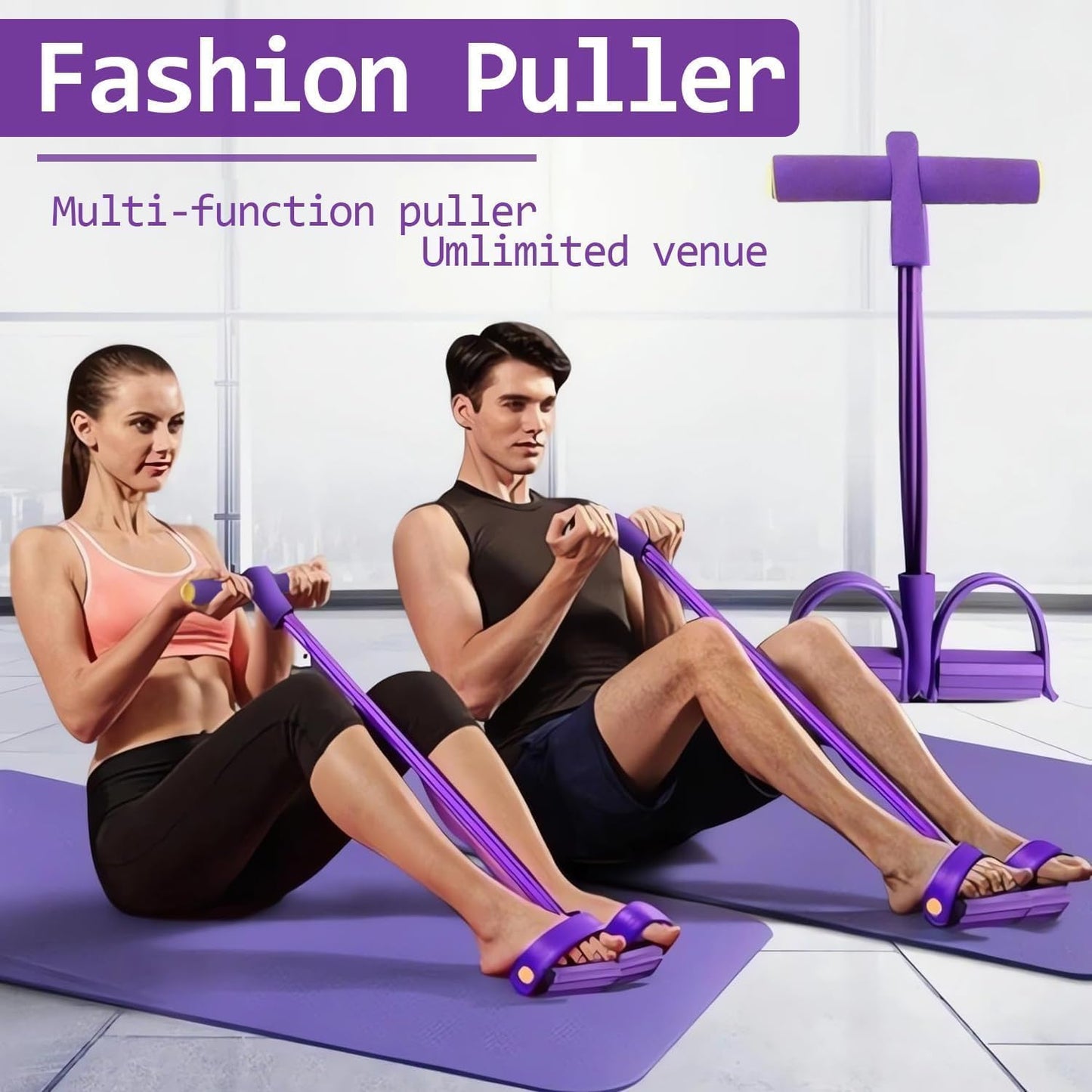 21 Fitness Resistance Bands-6 Tube Pedal Ankle Puller