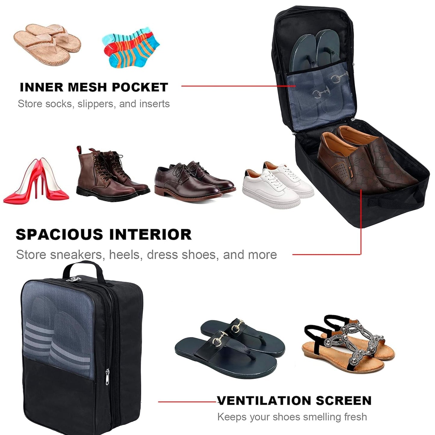 14 Inch Travel Shoe Bag,Cover,Pouches - Gym Men and Ladies Footwear Packing Storage Portable Cover - Storage Travel Organizer for Women & Men -...