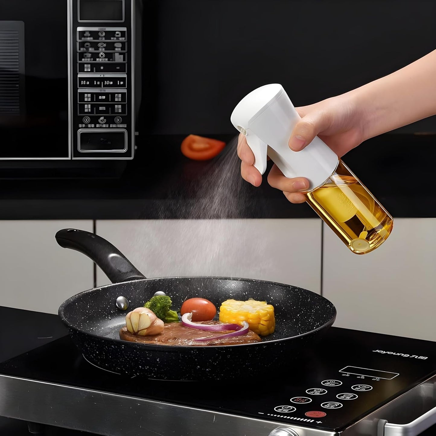 Glass Olive Oil Spray Bottle - Versatile Kitchen Gadgets for Air Fryer, Salad Making, Baking, and Frying - Canola Oil Spritzer Mister (200 ML)