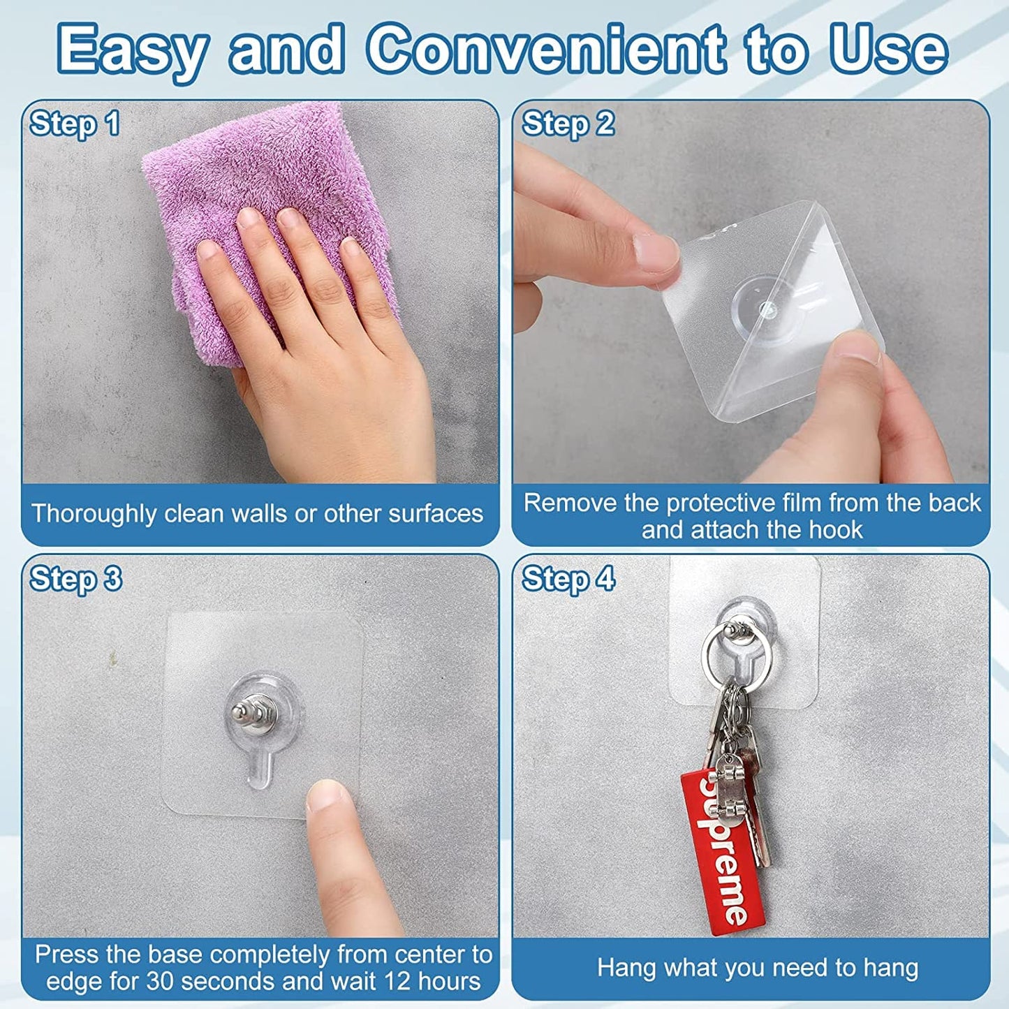 Hanging Nails, Punch-Free Wall-Mounted Screw Hook Non-Trace No Drilling Transparent