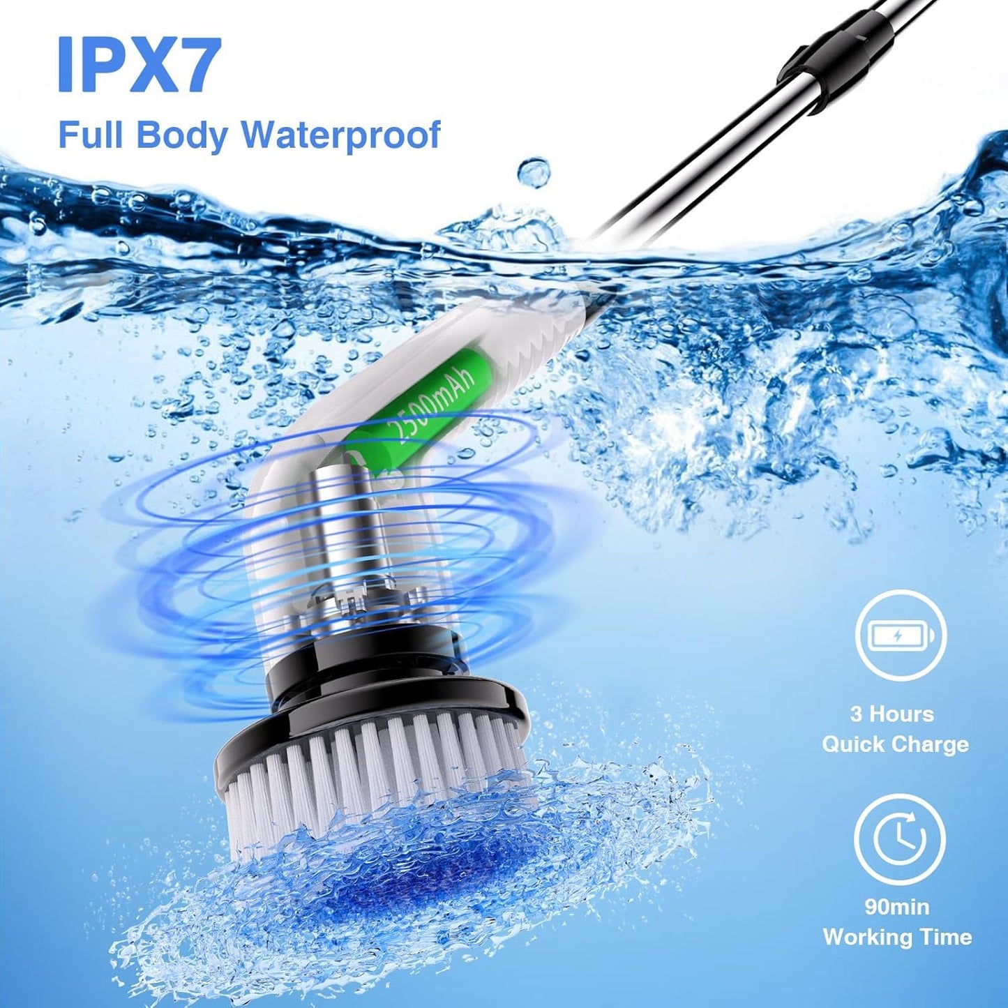 Electric Spin Scrubber,Cordless Cleaning Brush With 7 Replaceable Brush Heads Power Scrubber Shower Cleaning Brush With Adjustable & Detachable...